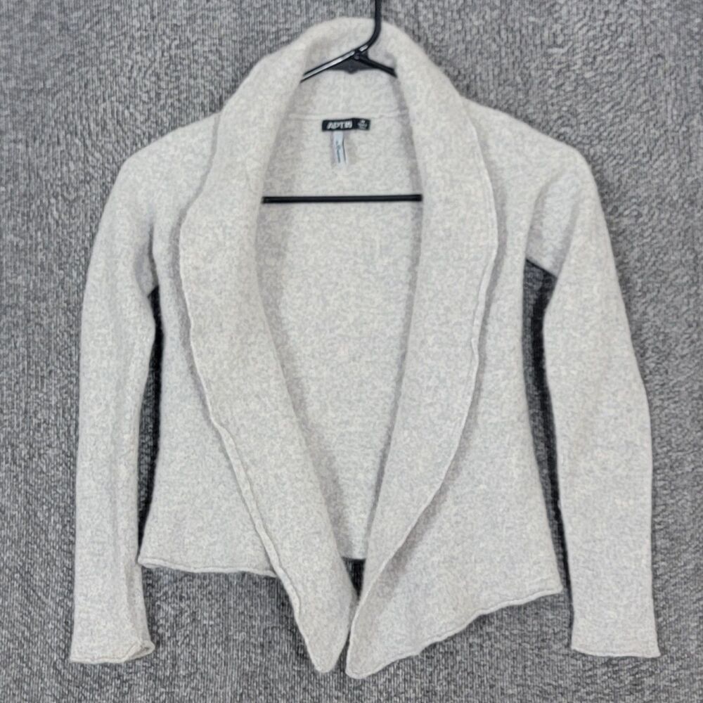 APT 9 Sweater Girls M Gray 100% Cashmere Open Front Shawl Cozy Knit Cardigan